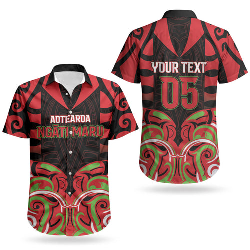 Custom Aotearoa Ngati Maru Couples Matching Puletasi and Hawaiian Shirt New Zealand Traditional Maori Pattern