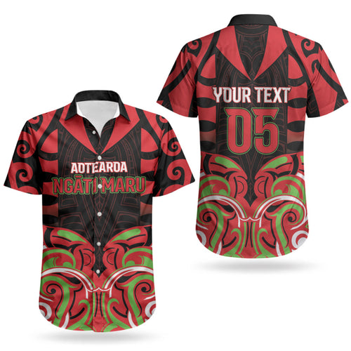 Custom Aotearoa Ngati Maru Couples Matching Short Sleeve Bodycon Dress and Hawaiian Shirt New Zealand Traditional Maori Pattern