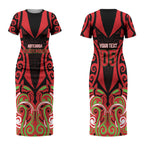 Custom Aotearoa Ngati Maru Couples Matching Short Sleeve Bodycon Dress and Hawaiian Shirt New Zealand Traditional Maori Pattern