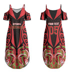 Custom Aotearoa Ngati Maru Couples Matching Summer Maxi Dress and Long Sleeve Button Shirt New Zealand Traditional Maori Pattern