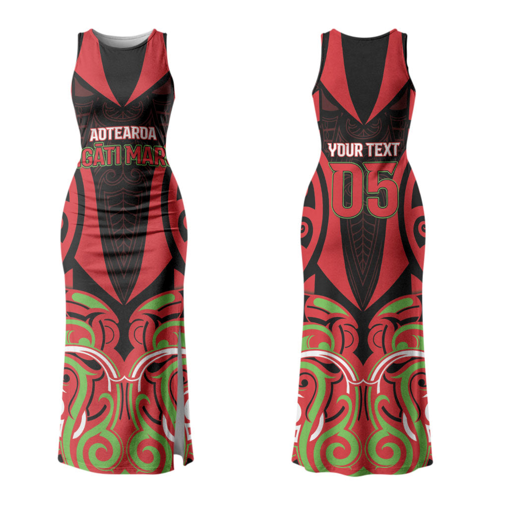 Custom Aotearoa Ngati Maru Couples Matching Tank Maxi Dress and Hawaiian Shirt New Zealand Traditional Maori Pattern