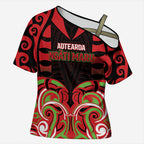 Custom Aotearoa Ngati Maru Cross Shoulder Shirt New Zealand Traditional Maori Pattern