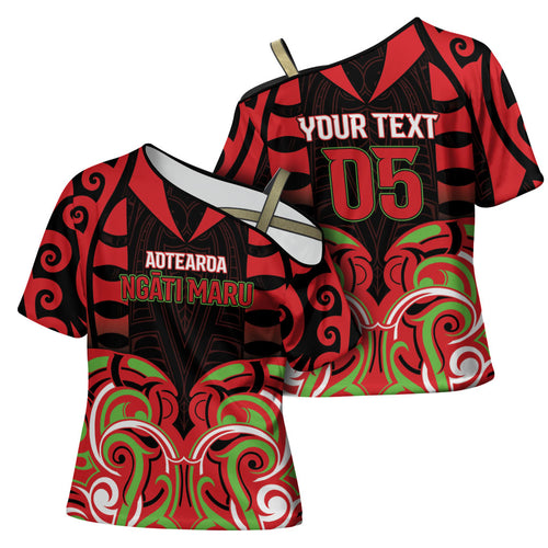 Custom Aotearoa Ngati Maru Cross Shoulder Shirt New Zealand Traditional Maori Pattern