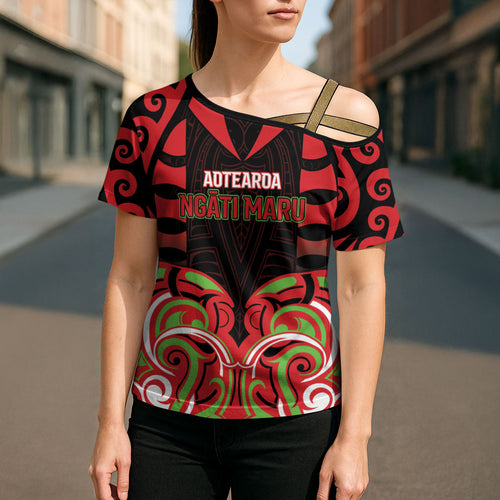 Custom Aotearoa Ngati Maru Cross Shoulder Shirt New Zealand Traditional Maori Pattern