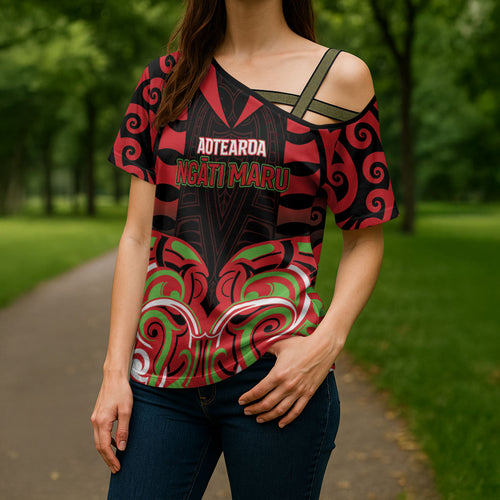 Custom Aotearoa Ngati Maru Cross Shoulder Shirt New Zealand Traditional Maori Pattern