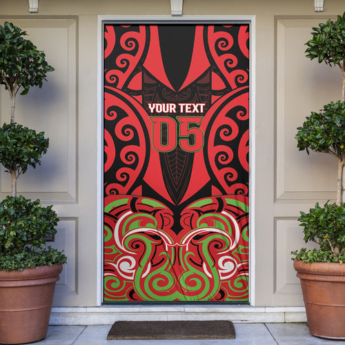 Custom Aotearoa Ngati Maru Door Cover New Zealand Traditional Maori Pattern