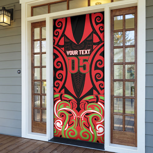 Custom Aotearoa Ngati Maru Door Cover New Zealand Traditional Maori Pattern