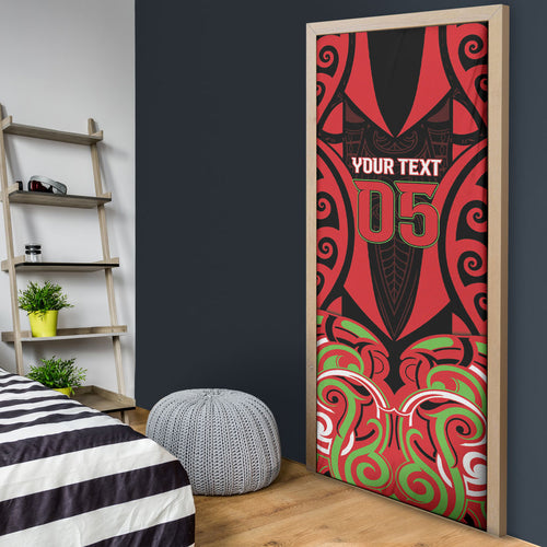 Custom Aotearoa Ngati Maru Door Cover New Zealand Traditional Maori Pattern
