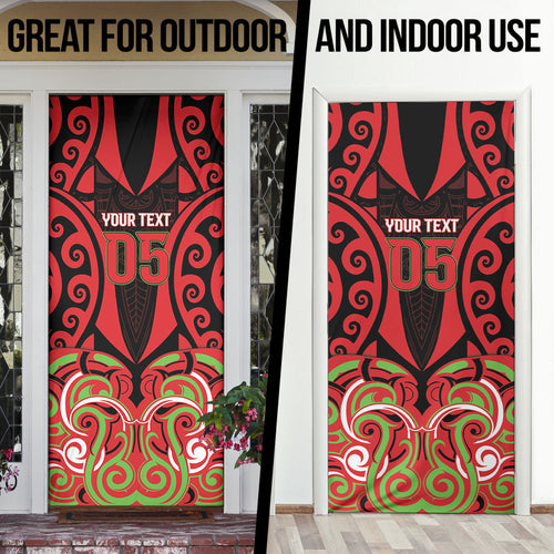 Custom Aotearoa Ngati Maru Door Cover New Zealand Traditional Maori Pattern