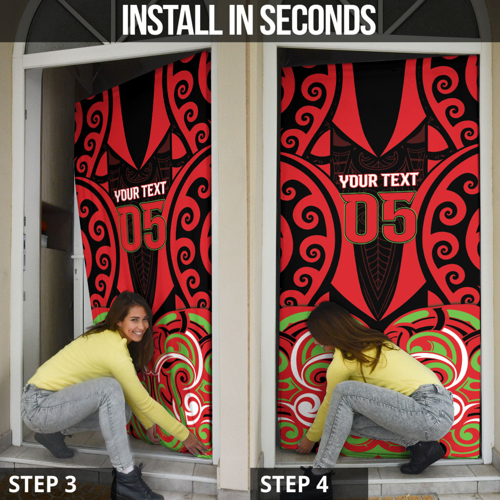 Custom Aotearoa Ngati Maru Door Cover New Zealand Traditional Maori Pattern