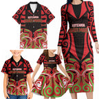 Custom Aotearoa Ngati Maru Family Matching Long Sleeve Bodycon Dress and Hawaiian Shirt New Zealand Traditional Maori Pattern