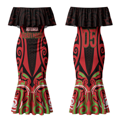 Custom Aotearoa Ngati Maru Family Matching Mermaid Dress and Hawaiian Shirt New Zealand Traditional Maori Pattern