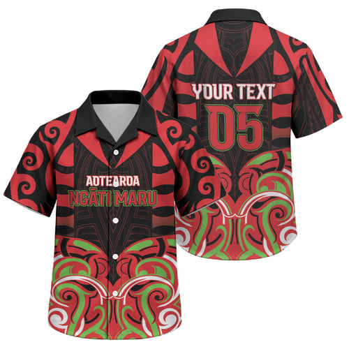 Custom Aotearoa Ngati Maru Family Matching Off Shoulder Maxi Dress and Hawaiian Shirt New Zealand Traditional Maori Pattern