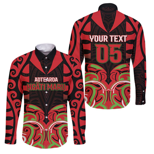 Custom Aotearoa Ngati Maru Family Matching Off Shoulder Short Dress and Hawaiian Shirt New Zealand Traditional Maori Pattern