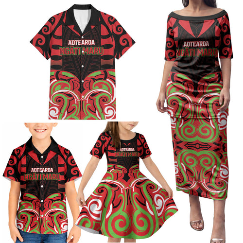 Custom Aotearoa Ngati Maru Family Matching Puletasi and Hawaiian Shirt New Zealand Traditional Maori Pattern