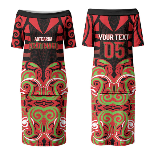 Custom Aotearoa Ngati Maru Family Matching Puletasi and Hawaiian Shirt New Zealand Traditional Maori Pattern