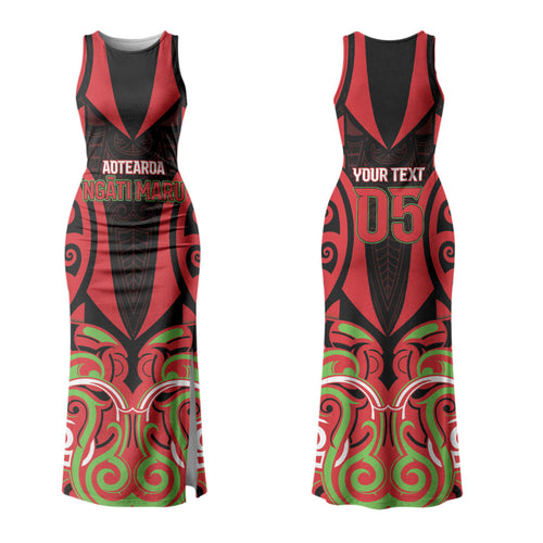 Custom Aotearoa Ngati Maru Family Matching Tank Maxi Dress and Hawaiian Shirt New Zealand Traditional Maori Pattern