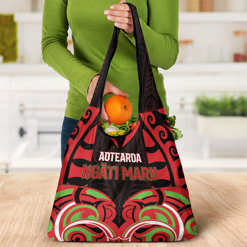 Aotearoa Ngati Maru Grocery Bag New Zealand Traditional Maori Pattern