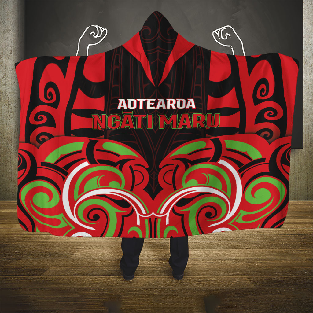 Aotearoa Ngati Maru Hooded Blanket New Zealand Traditional Maori Pattern