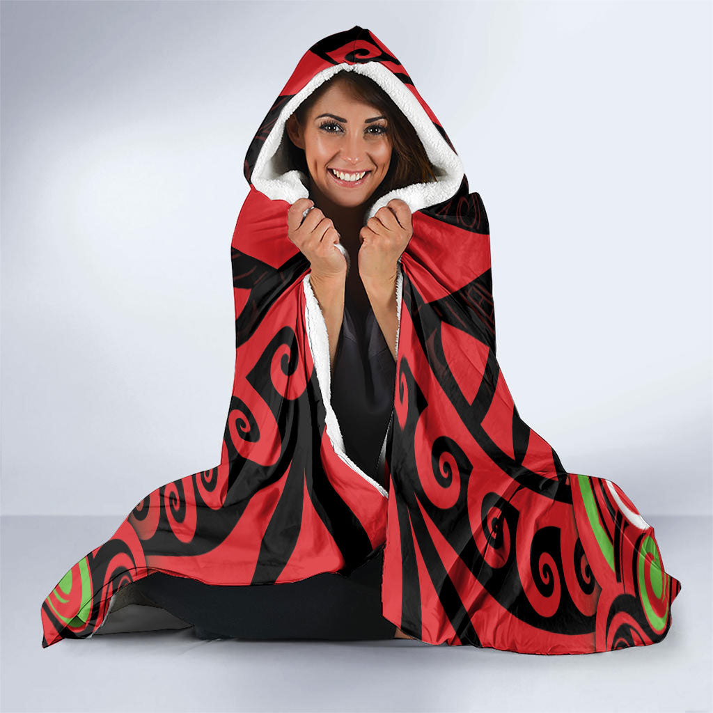 Aotearoa Ngati Maru Hooded Blanket New Zealand Traditional Maori Pattern