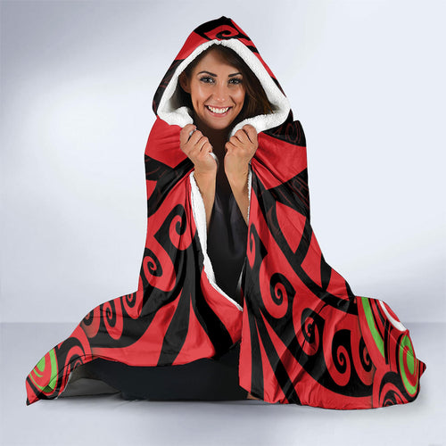 Aotearoa Ngati Maru Hooded Blanket New Zealand Traditional Maori Pattern