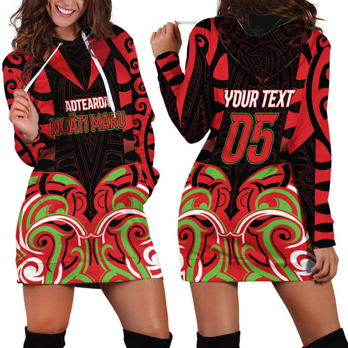 Custom Aotearoa Ngati Maru Hoodie Dress New Zealand Traditional Maori Pattern