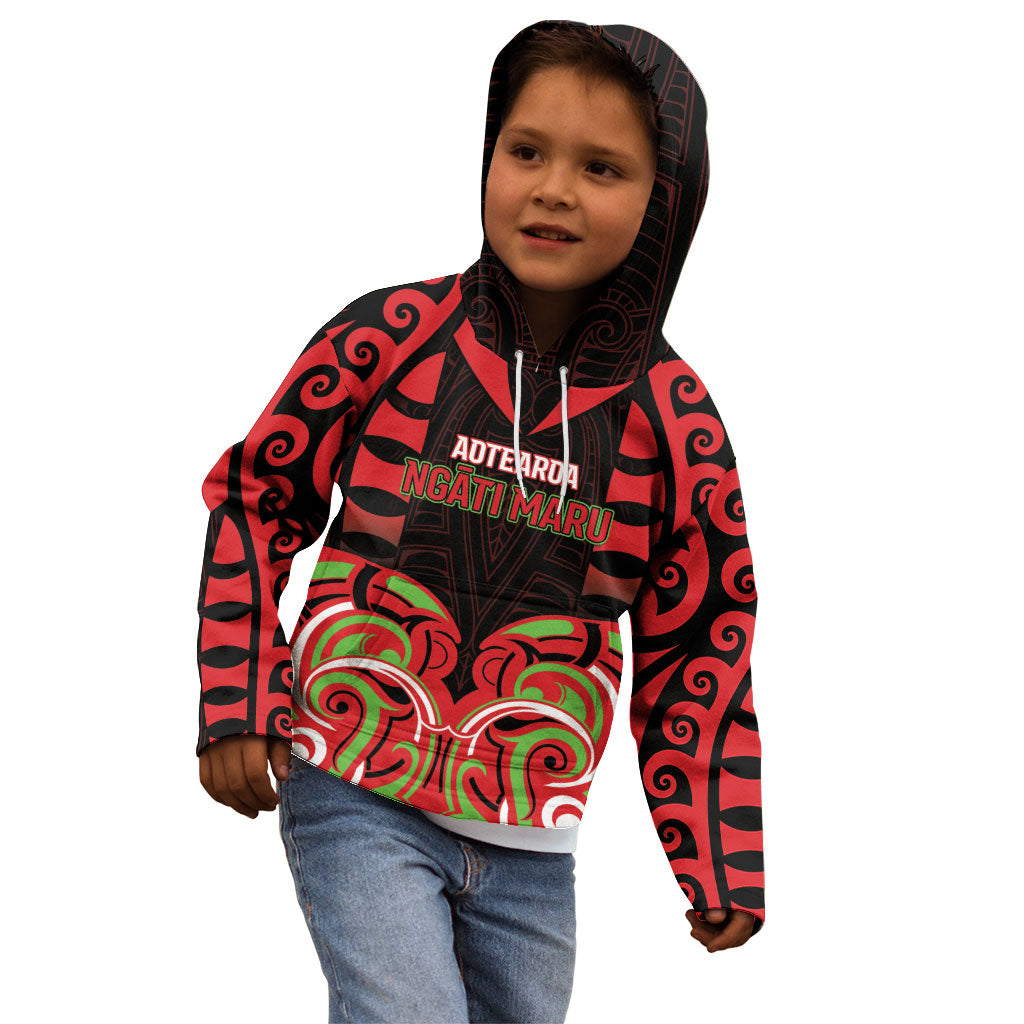 Custom Aotearoa Ngati Maru Kid Hoodie New Zealand Traditional Maori Pattern