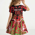 Custom Aotearoa Ngati Maru Kid Short Sleeve Dress New Zealand Traditional Maori Pattern