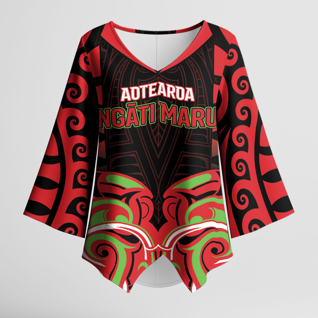Custom Aotearoa Ngati Maru Kimono Sleeve Blouse New Zealand Traditional Maori Pattern