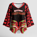Custom Aotearoa Ngati Maru Kimono Sleeve Blouse New Zealand Traditional Maori Pattern