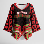 Custom Aotearoa Ngati Maru Kimono Sleeve Blouse New Zealand Traditional Maori Pattern