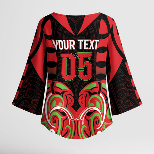 Custom Aotearoa Ngati Maru Kimono Sleeve Blouse New Zealand Traditional Maori Pattern