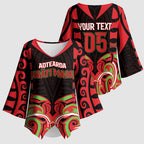 Custom Aotearoa Ngati Maru Kimono Sleeve Blouse New Zealand Traditional Maori Pattern
