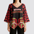 Custom Aotearoa Ngati Maru Kimono Sleeve Blouse New Zealand Traditional Maori Pattern