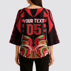 Custom Aotearoa Ngati Maru Kimono Sleeve Blouse New Zealand Traditional Maori Pattern