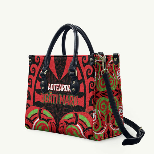Aotearoa Ngati Maru Leather Bag New Zealand Traditional Maori Pattern