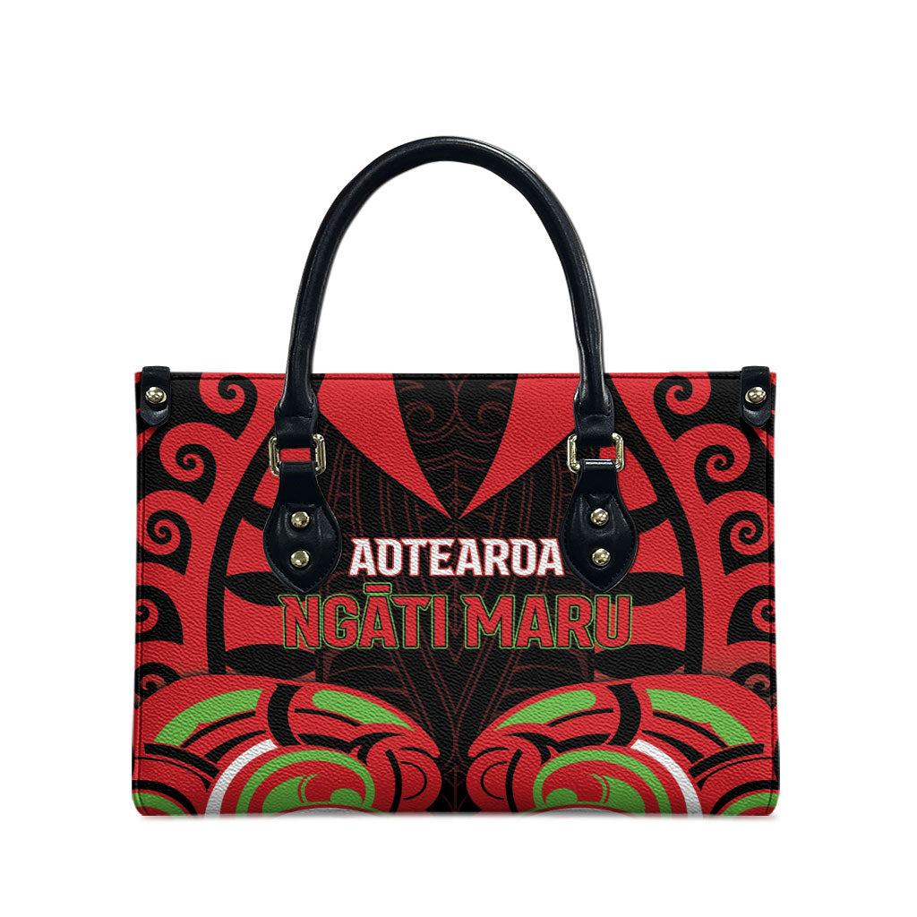 Aotearoa Ngati Maru Leather Bag New Zealand Traditional Maori Pattern