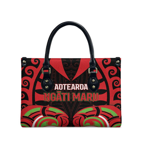 Aotearoa Ngati Maru Leather Bag New Zealand Traditional Maori Pattern