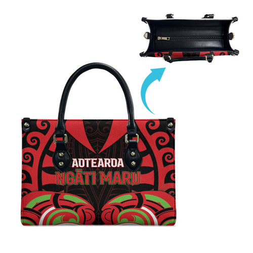 Aotearoa Ngati Maru Leather Bag New Zealand Traditional Maori Pattern