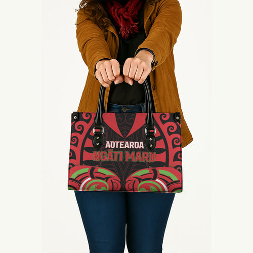 Aotearoa Ngati Maru Leather Bag New Zealand Traditional Maori Pattern
