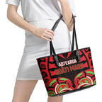 Aotearoa Ngati Maru Leather Tote Bag New Zealand Traditional Maori Pattern