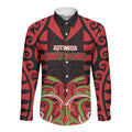 Custom Aotearoa Ngati Maru Long Sleeve Button Shirt New Zealand Traditional Maori Pattern