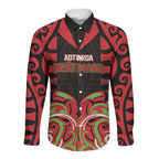 Custom Aotearoa Ngati Maru Long Sleeve Button Shirt New Zealand Traditional Maori Pattern