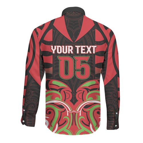 Custom Aotearoa Ngati Maru Long Sleeve Button Shirt New Zealand Traditional Maori Pattern