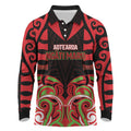 Custom Aotearoa Ngati Maru Long Sleeve Polo Shirt New Zealand Traditional Maori Pattern