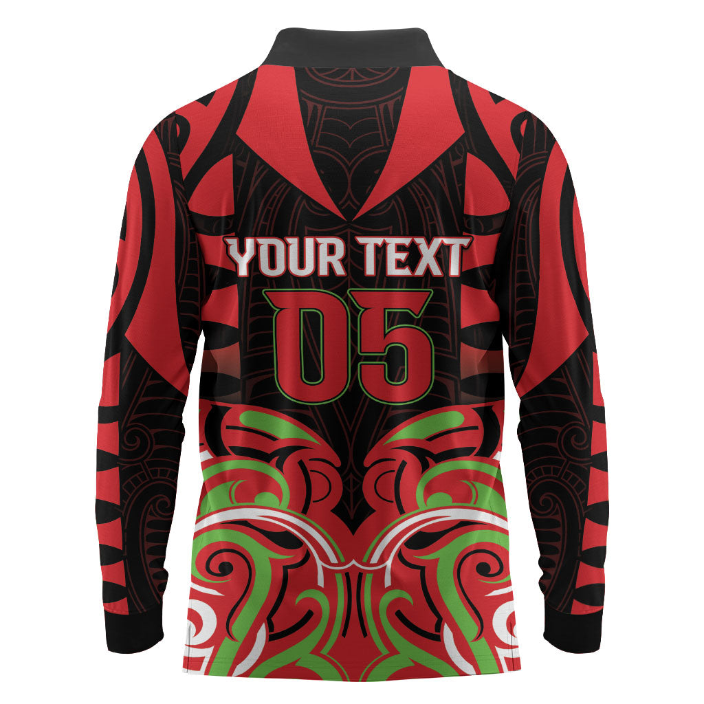 Custom Aotearoa Ngati Maru Long Sleeve Polo Shirt New Zealand Traditional Maori Pattern