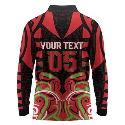 Custom Aotearoa Ngati Maru Long Sleeve Polo Shirt New Zealand Traditional Maori Pattern