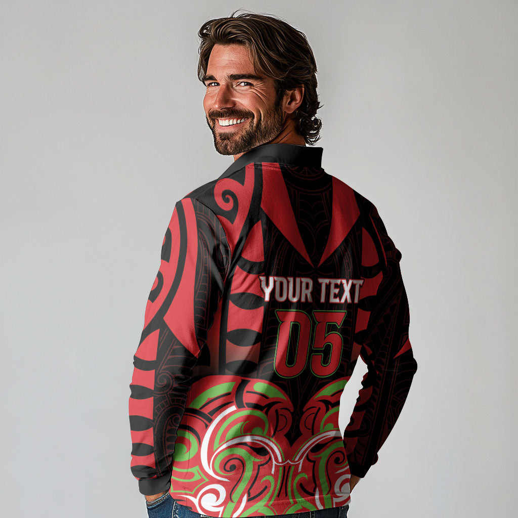 Custom Aotearoa Ngati Maru Long Sleeve Polo Shirt New Zealand Traditional Maori Pattern