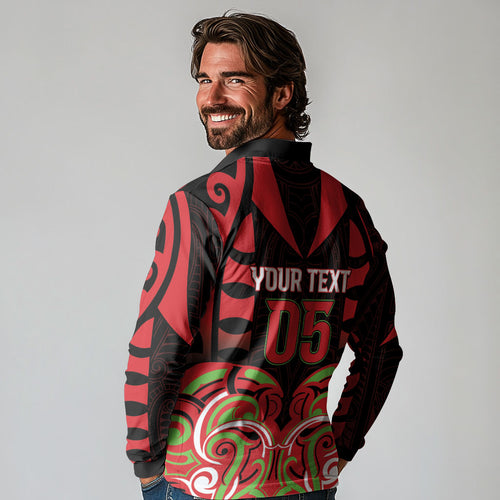 Custom Aotearoa Ngati Maru Long Sleeve Polo Shirt New Zealand Traditional Maori Pattern