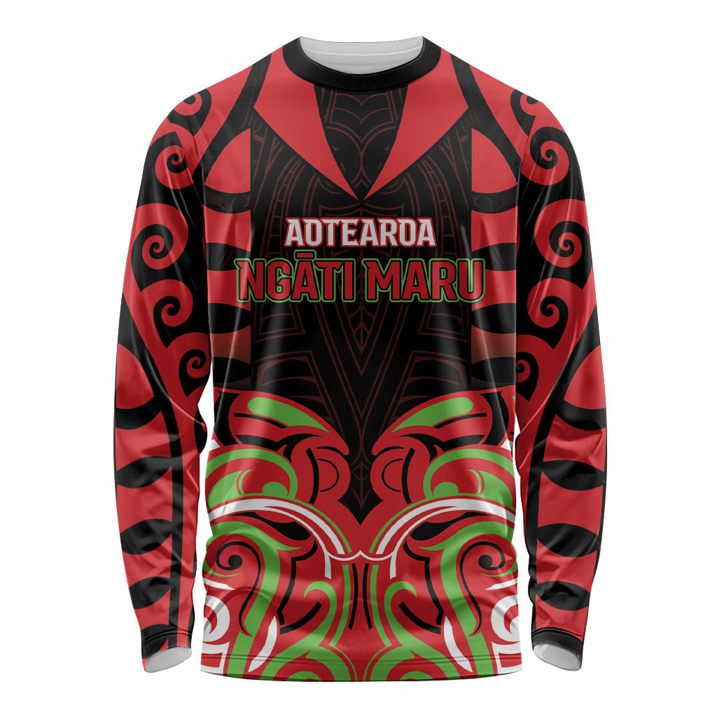Custom Aotearoa Ngati Maru Long Sleeve Shirt New Zealand Traditional Maori Pattern